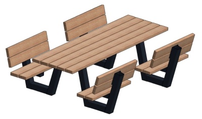 Picknicktafel Teak met metalen onderstel